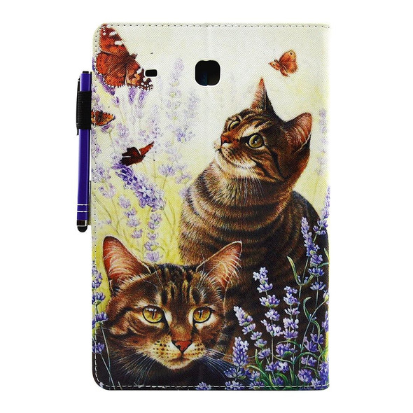 Galaxy Tab E 9.6 / T560 Cats and Butterflies Pattern Horizontal Flip Leather Case with Holder & Wallet & Card Slots & Sleep / Wake-up Function & Pen Slot