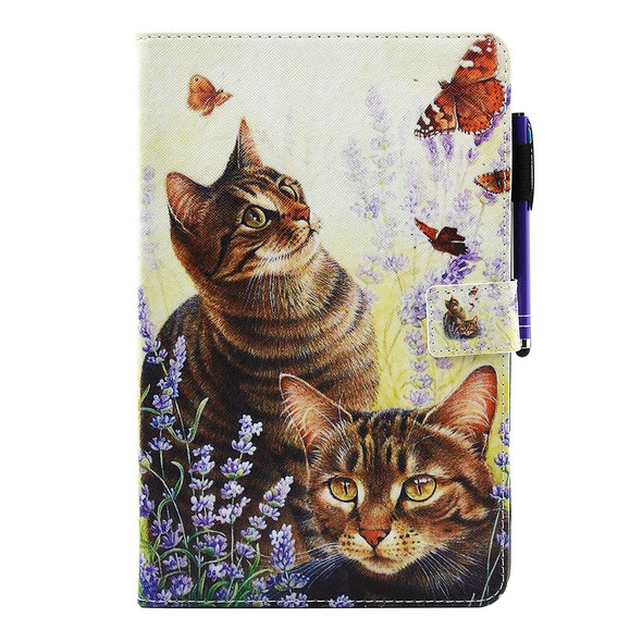 Galaxy Tab E 9.6 / T560 Cats and Butterflies Pattern Horizontal Flip Leather Case with Holder & Wallet & Card Slots & Sleep / Wake-up Function & Pen Slot