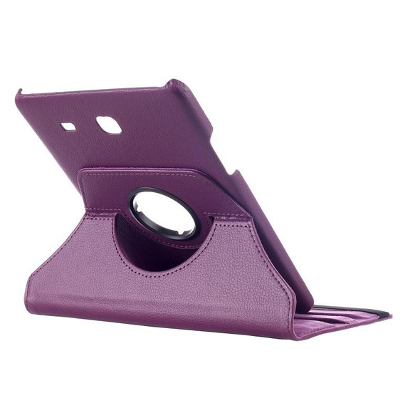 Litchi Texture 360 Degree Rotation Leather Case with Multi-functional Holder for Galaxy Tab E 9.6(Purple)