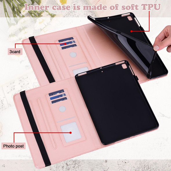 Samsung Galaxy Tab S2 9.7 Tree & Deer Pattern Pressed Printing Horizontal Flip PU Leather Case with Holder & Card Slots(Pink)