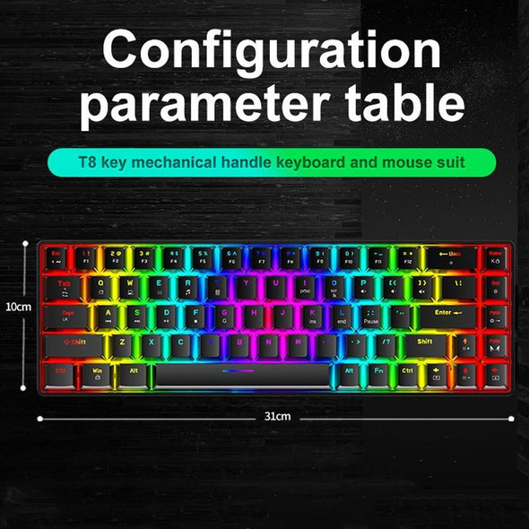 ZIYOU LANG T8 68 Keys RGB Luminous Gaming Mechanical Keyboard, Cable Length:1.6m(White Green Shaft)