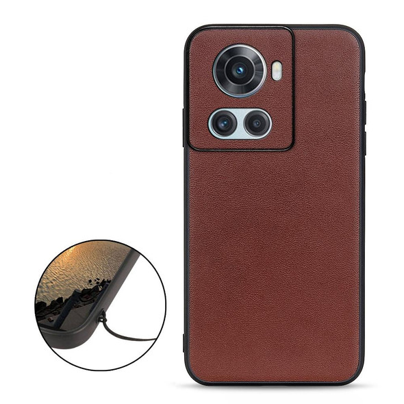 OnePlus Ace Accurate Hole Lambskin Texture Genuine Leather Phone Case(Brown)