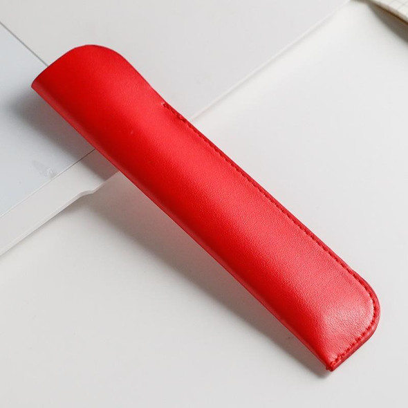 10 PCS Leatherette Pencil Bag Simple Portable PU Stationery Protective Shell(Red)