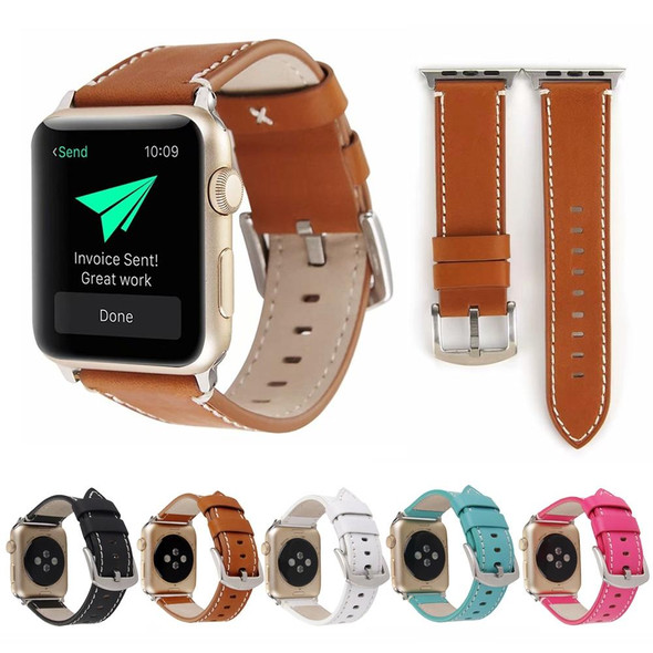 Calfskin Genuine Leatherette Watch Band - Apple Watch Series 7 45mm / 6 & SE & 5 & 4 44mm / 3 & 2 & 1 42mm(Brown)