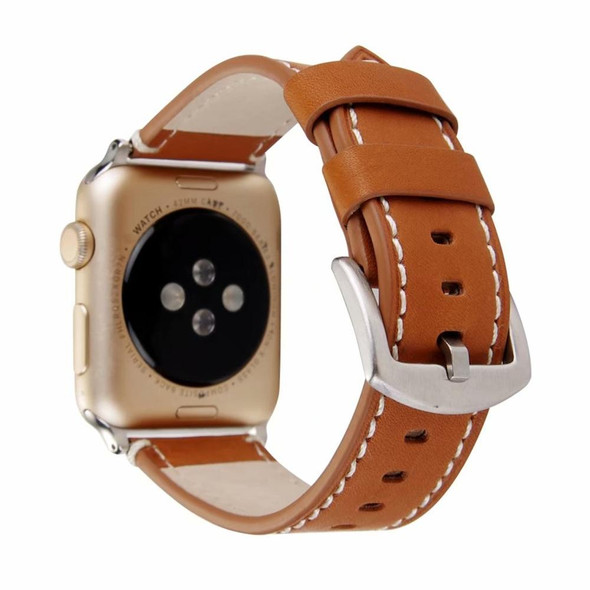 Calfskin Genuine Leatherette Watch Band - Apple Watch Series 7 45mm / 6 & SE & 5 & 4 44mm / 3 & 2 & 1 42mm(Brown)
