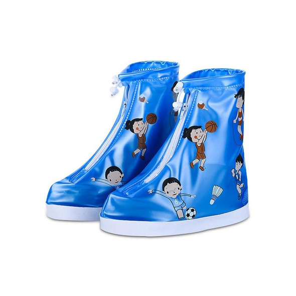 2 Pairs 905-A Children Rainy Day Cartoon Pattern Waterproof Shoe Cover(Blue Sports S)