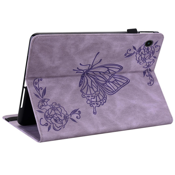 Samsung Galaxy Tab A8 10.5 2021 Butterfly Flower Embossed Leather Tablet Case(Purple)