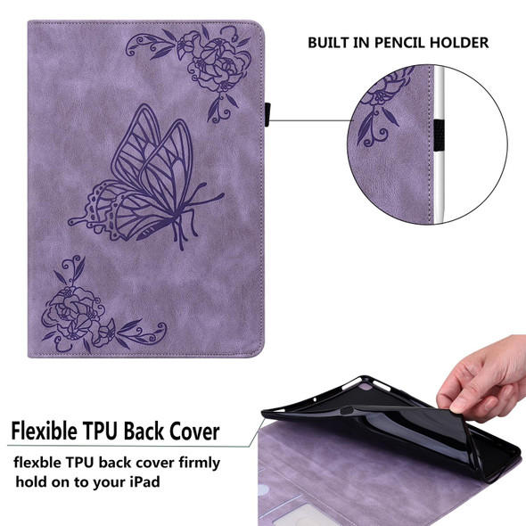 Samsung Galaxy Tab A8 10.5 2021 Butterfly Flower Embossed Leather Tablet Case(Purple)