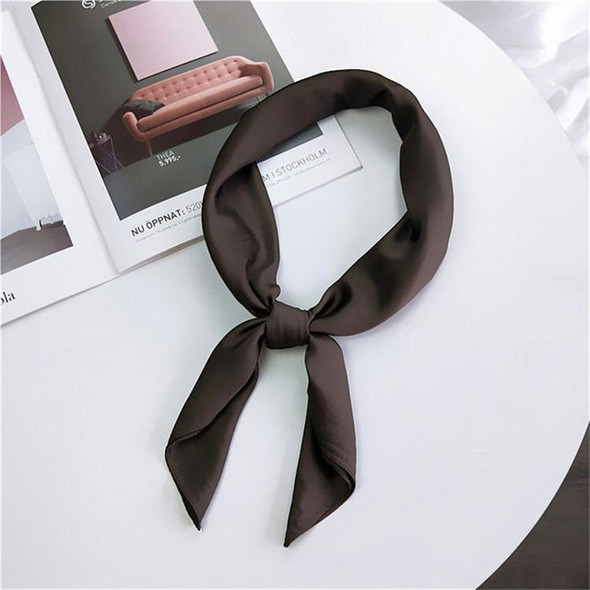 Soft Imitated Silk Fabric Solid Color Small Square Scarf Professional Silk Scarf for Women, Length: 70cm(Dark Brown)