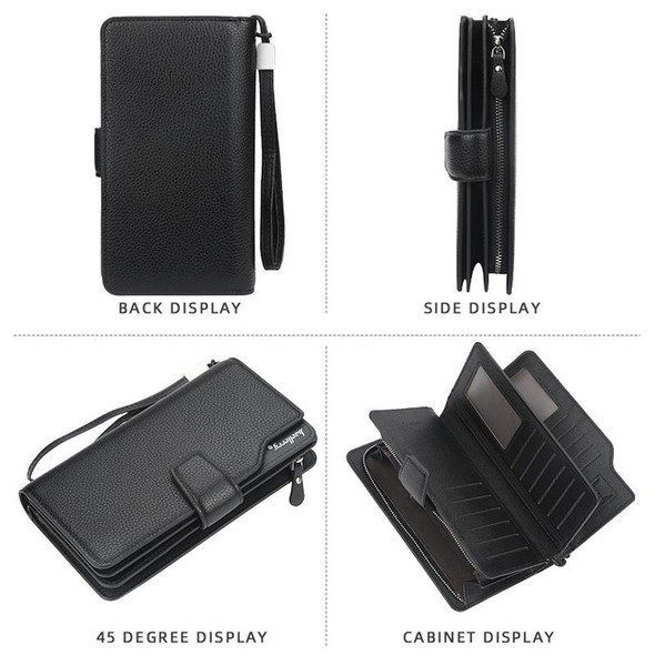 Baellerry Casual Wallet Long Clutch Tri-fold Wallet Multifunctional Phone Bag - Men(Black )
