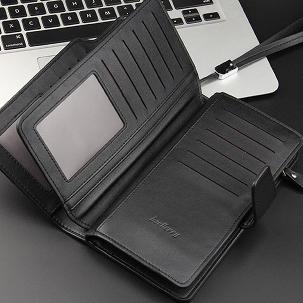 Baellerry Casual Wallet Long Clutch Tri-fold Wallet Multifunctional Phone Bag - Men(Black )