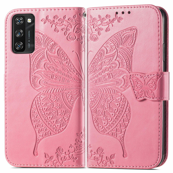 Blackview A100 Butterfly Love Flower Embossed Horizontal Flip Leatherette Case with Holder & Card Slots & Wallet & Lanyard(Pink)