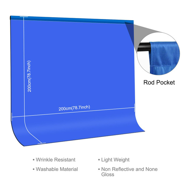 PULUZ 2m x 2m Photography Background 120g Thickness Photo Studio Background Cloth Backdrop(Blue)