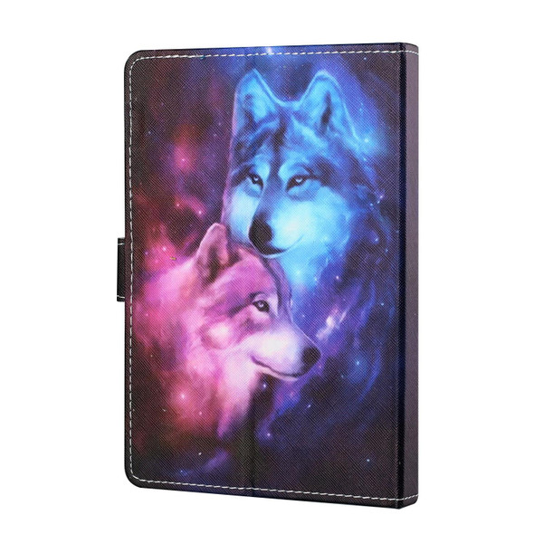 8 inch Tablet PC Universal Colored Drawing Horizontal Flip Leatherette Case with Holder & Card Slots(Wolf)