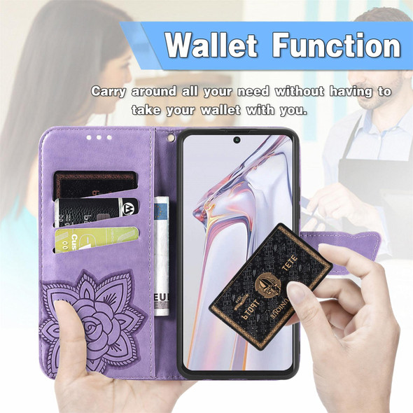 Blackview A100 Butterfly Love Flower Embossed Horizontal Flip Leatherette Case with Holder & Card Slots & Wallet & Lanyard(Light Purple)