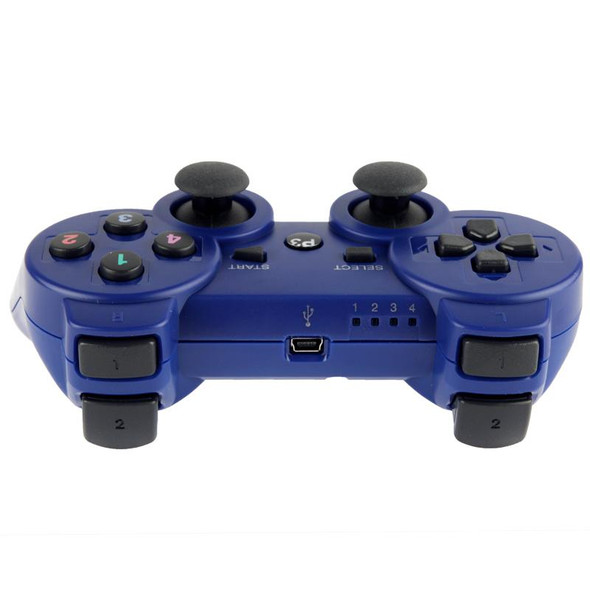 Double Shock III Wireless Controller, Manette Sans Fil Double Shock III for Sony PS3, Has Vibration Action(with logo)(Blue)