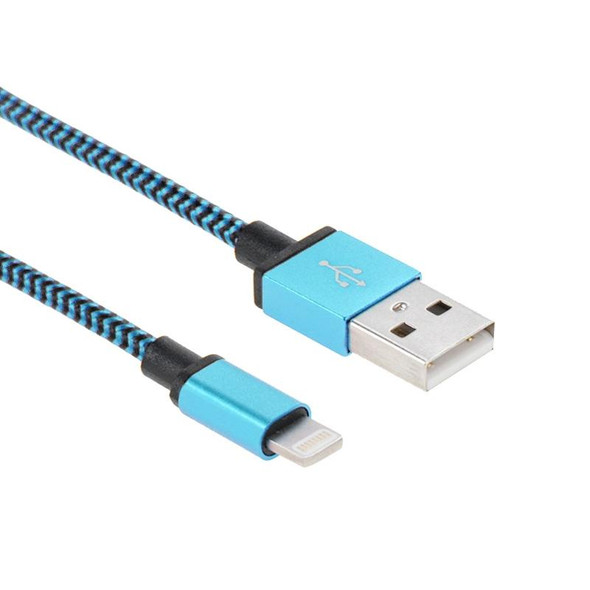 2m Woven Style 8 Pin to USB Sync Data / Charging Cable(Blue)