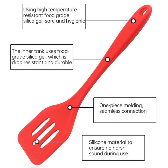 3 PCS One-piece High Temperature Resistant Silicone Non-stick Spatula Kitchen Kitchenware Leak Shovel(Red)