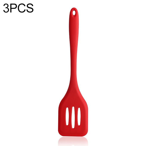 3 PCS One-piece High Temperature Resistant Silicone Non-stick Spatula Kitchen Kitchenware Leak Shovel(Red)