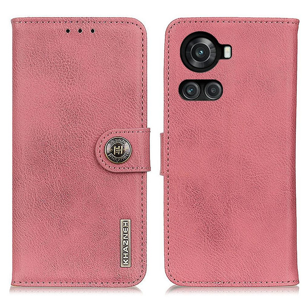 OnePlus ACE/10R KHAZNEH Cowhide Texture Leather Phone Case(Pink)