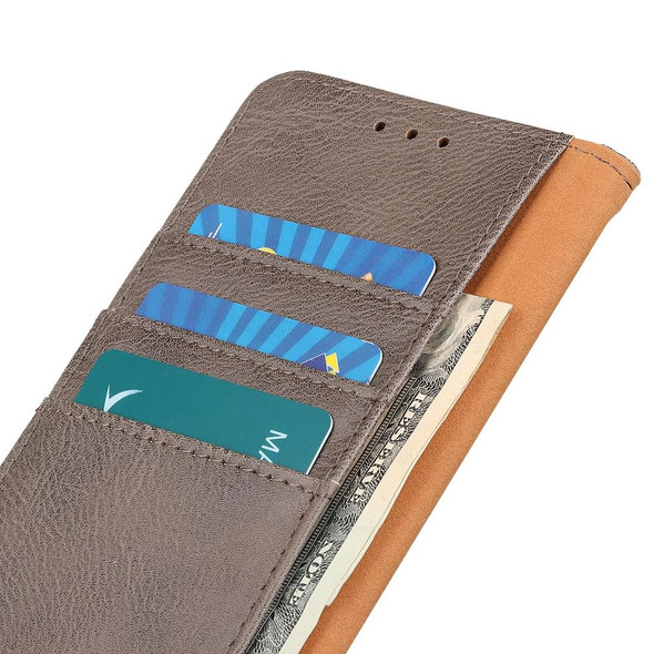 OnePlus ACE/10R KHAZNEH Cowhide Texture Leather Phone Case(Khaki)