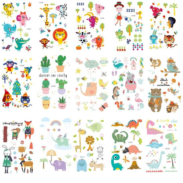 20 PCS Waterproof Anti-Sweat Children Cute Cartoon Animal Tattoo Stickers(EC-592)