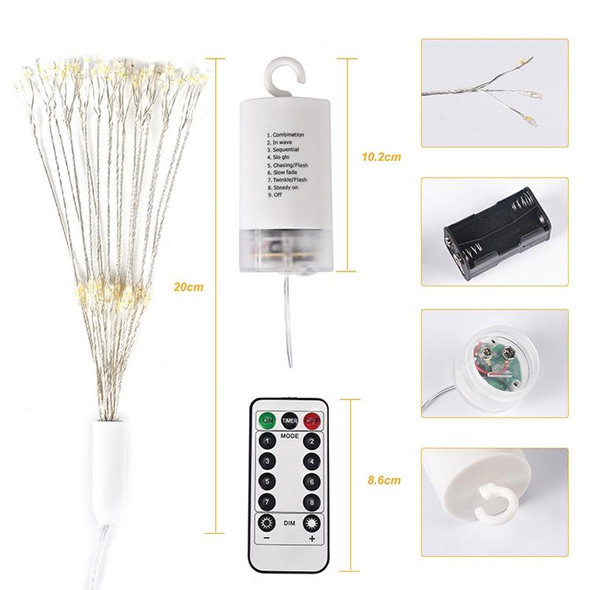 30cm Explosion Ball Fireworks Dimmable Copper Wire LED String Light, 150 LEDs Batteries Box LED Decorative Light with Remote Control(Colorful Light)