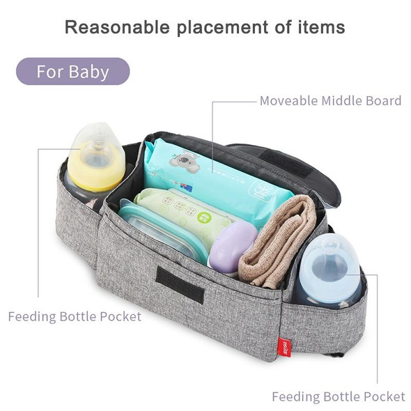 Baby Stroller Bags Large Capacity Mummy Nappy Bag Multifunction Travel Diaper Bag Maternity Nursing Hanging Storage Bag(Gray)