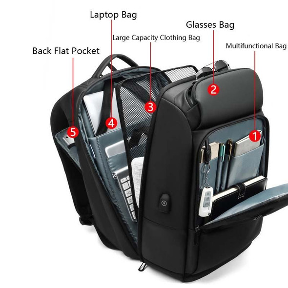 Business Travel Bag PVC Waterproof Backpack(Black)