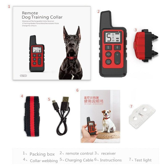 500m Dog Training Bark Stopper Remote Control Electric Shock Waterproof Electronic Collar(Red)