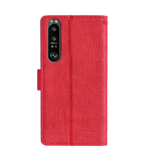 Sony Xperia 1 III Skin Feel Crocodile Texture Magnetic Clasp PU Leather Phone Case(Red)