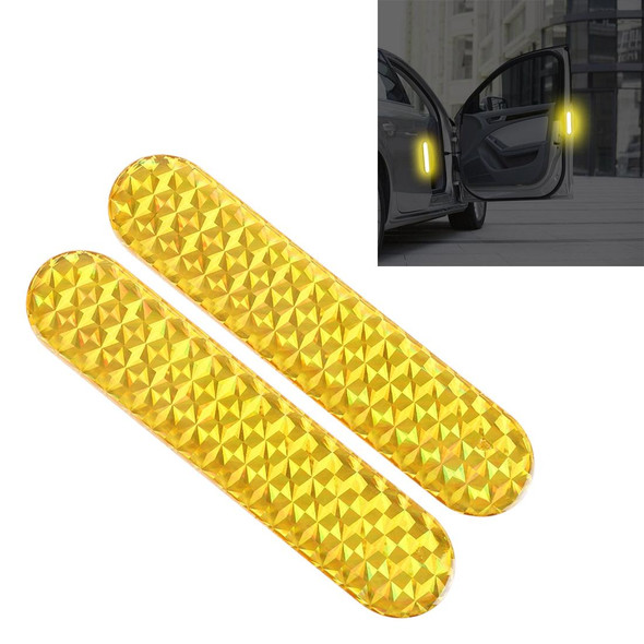 2 PCS High-brightness Laser Reflective Strip Warning Tape Decal Car Reflective Stickers Safety Mark(Yellow)