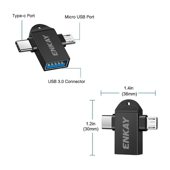 ENKAY ENK-AT112 2 in 1 Type-C + Micro USB to USB 3.0 Aluminium Alloy OTG Adapter(Pink)