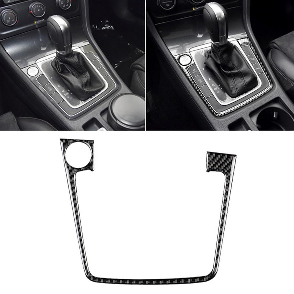 Car Carbon Fiber Gear Position Panel Frame Decorative Sticker for Volkswagen Golf 7 2013-2017, with Hole and Start and Stop, Left Drive