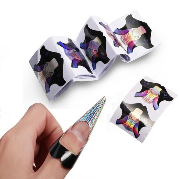 2 Packs Thickened 100 PCS / Pack Symphony Laser Nail Extension Paper Holder Fish Shape Phototherapy Nail Extension Paper Holder