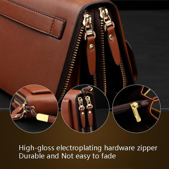 LEINASEN A82 Handbag Men Business Clips Long Big Capacity Casual Multi-Card Zipper(Black)