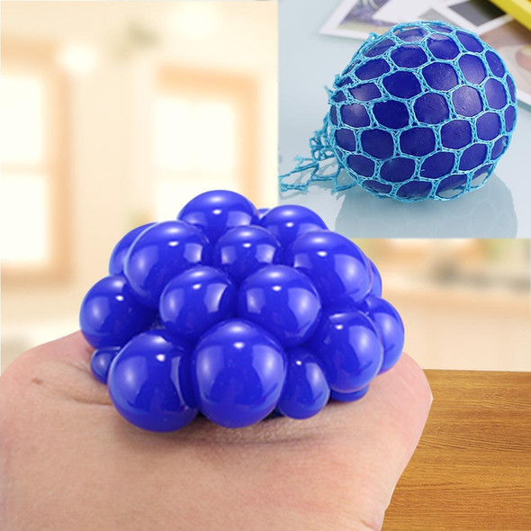 5cm Anti-Stress Face Reliever Grape Ball Extrusion Mood Squeeze Relief Healthy Funny Tricky Vent Toy with Hanging Ring (Blue)