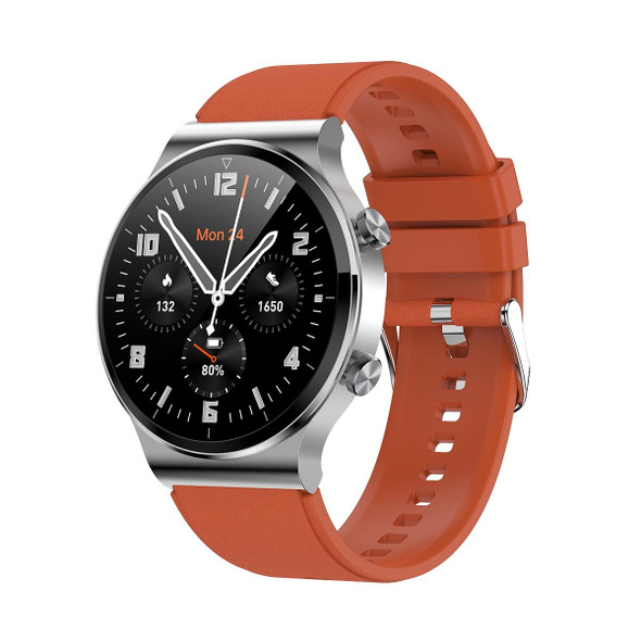 G51 1.28 inch HD Touch Screen IP67 Waterproof Smart Watch,Support Bluetooth Call / Heart Rate Monitoring / Blood Pressure Monitoring, Style: Silicone Strap(Orange)