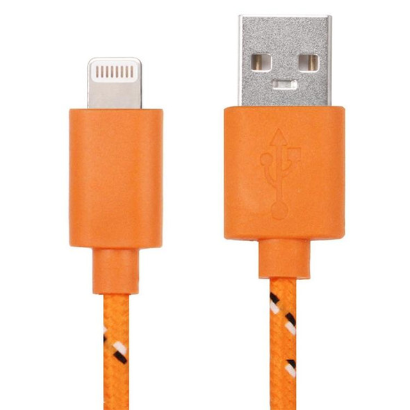 2m Nylon Netting USB Data Transfer Charging Cable - iPhone, iPad, Compatible with up to iOS 15.5(Orange)
