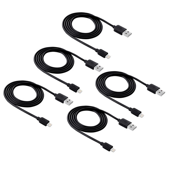 5 PCS HAWEEL 1m High Speed 8 pin to USB Sync and Charging Cable Kit for iPhone, iPad(Black)