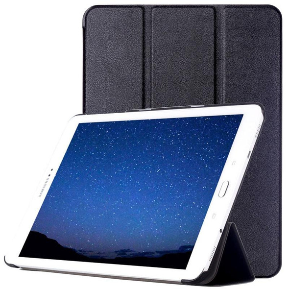 Custer Texture Horizontal Flip Leatherette Case with 3-folding Holder for Galaxy Tab S2 9.7 / T815(Black)