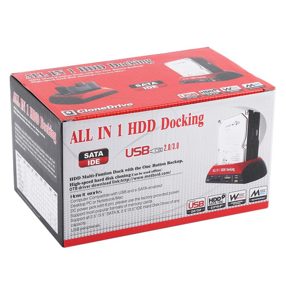 All in 1 Dual 2.5 inch/3.5 inch SATA/IDE HDD Dock Station with Card Reader & Hub