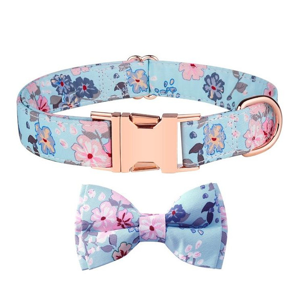 Rose Gold Buckle Pet Detachable Bow Collar, Size: S 1.5x28-40cm(Blue Bellland)