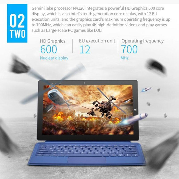 PiPO W11 2 in 1 Tablet PC, 11.6 inch, 8GB+128GB, Windows 10 System, Intel Gemini Lake N4120 Quad Core Up to 2.6GHz, with Keyboard & Stylus Pen, Support Dual Band WiFi & Bluetooth & Micro SD Card