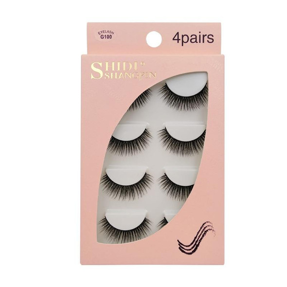 2 PCS 4 Pairs In One Box Handmade Mink False Eyelashes Slender And Long Three-Dimensional Multilayer Eyelashes(G100)