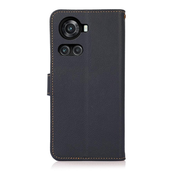OnePlus 10R / Ace KHAZNEH Custer Genuine Leather RFID Phone Case(Blue)