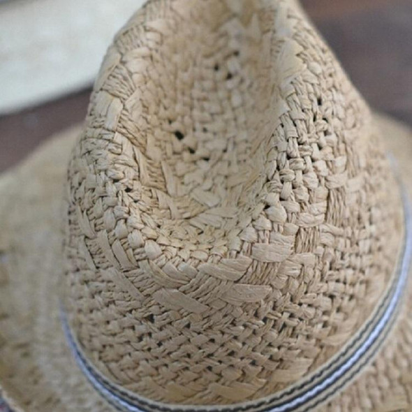 British Style Summer Straw Weaving Panama Beach Sun Hat, Size:Children's Models (53-54cm(Khaki)