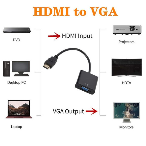 ZHQ007 HD 1080P HDMI to VGA Converter(Black)