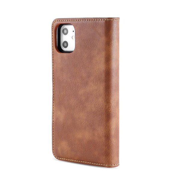 DG.MING Crazy Horse Texture Flip Detachable Magnetic Leatherette Case with Holder & Card Slots & Wallet for iPhone 11(Brown)