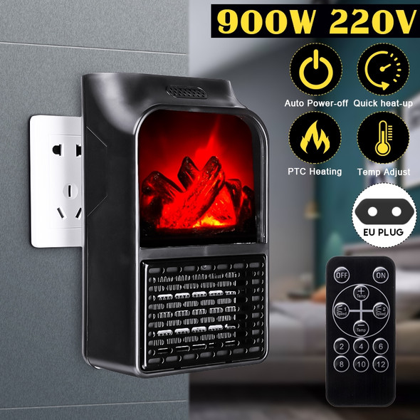 900W Portable Flame Heater with Timer and Remote Control